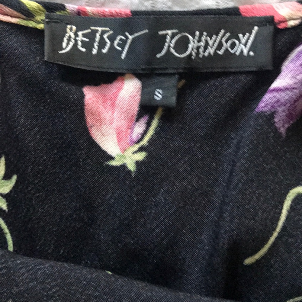 Betsey Johnson Black Midi Dress with Pink & Purple Floral Print - Picture 4 of 5